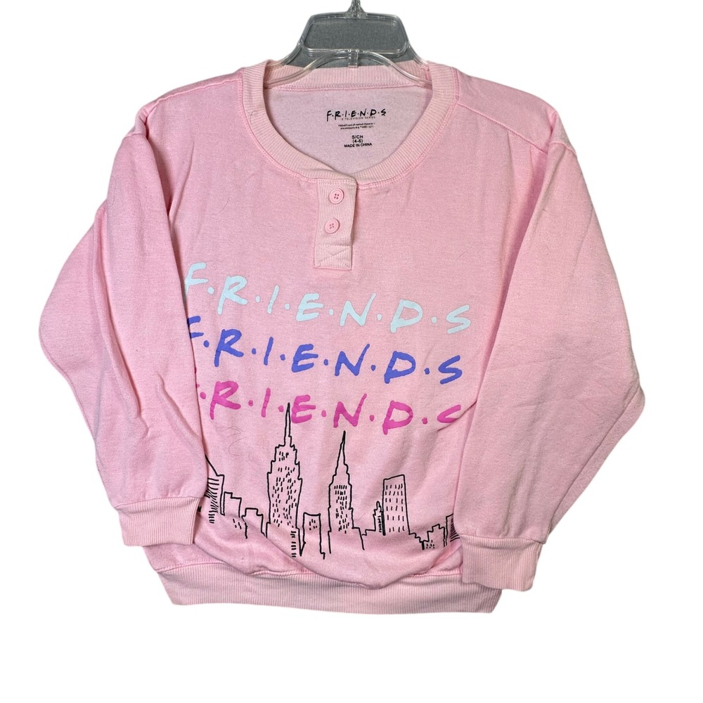 Friends TV Show Henley Sleepwear Sweatshirt NYC Skyline Pink Small 4-6 LZ12910TA